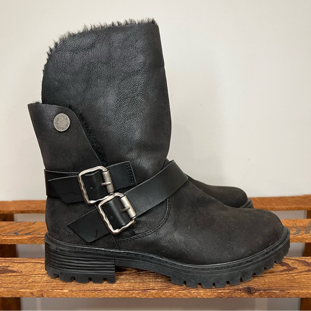 New Blowfish Malibu Black Royal SHR Combat Fur Lined Boots Women’s 7